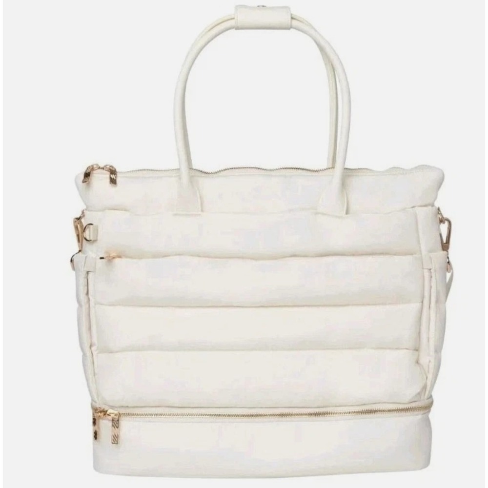 iPack Puffy Tote Cannoli Cream Gold Travel Weekender Laptop Carry On Bag